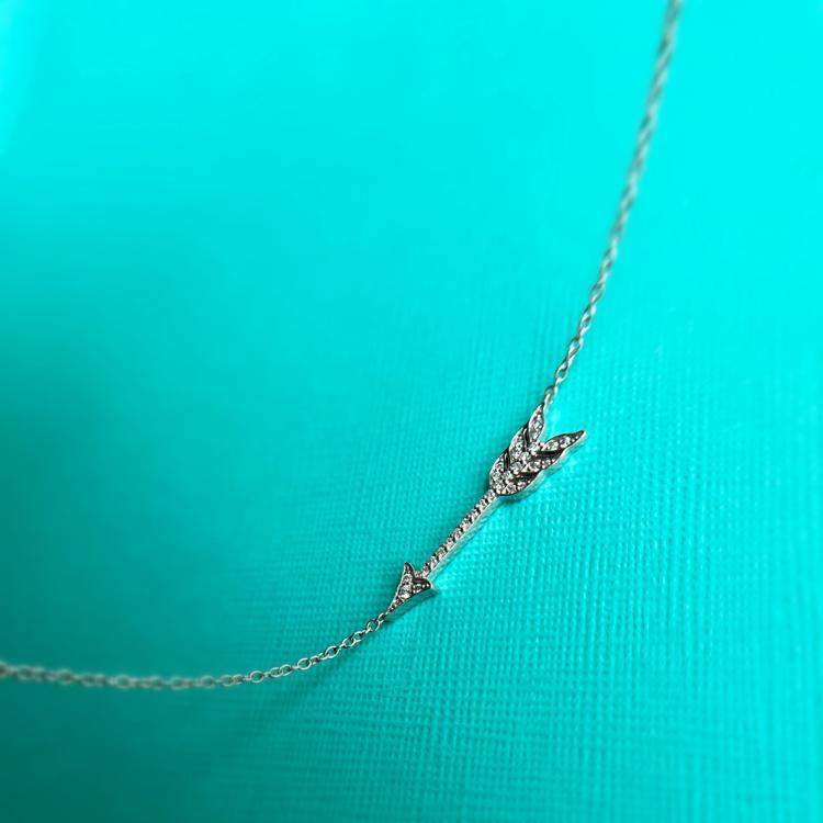 Pre Owned Tiffany Platinum Pave Diamond Cupid Arrow Pendant Necklace