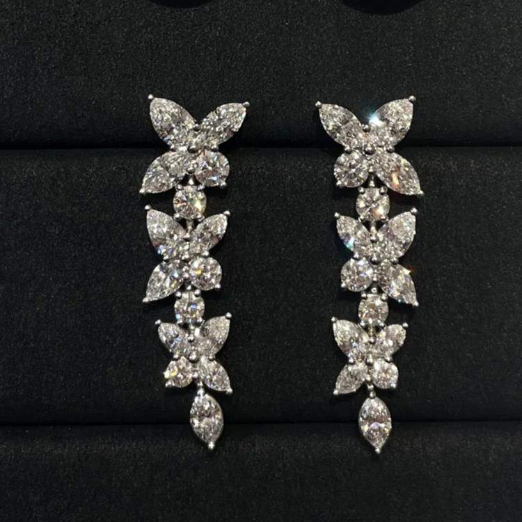 Pre Owned Tiffany & Co. Platinum Diamond Victoria Floral Earrings