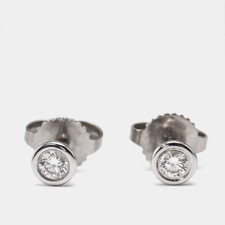 Pre Owned Tiffany & Co. Elsa Peretti Diamonds by the Yard Platinum Stud Earrings