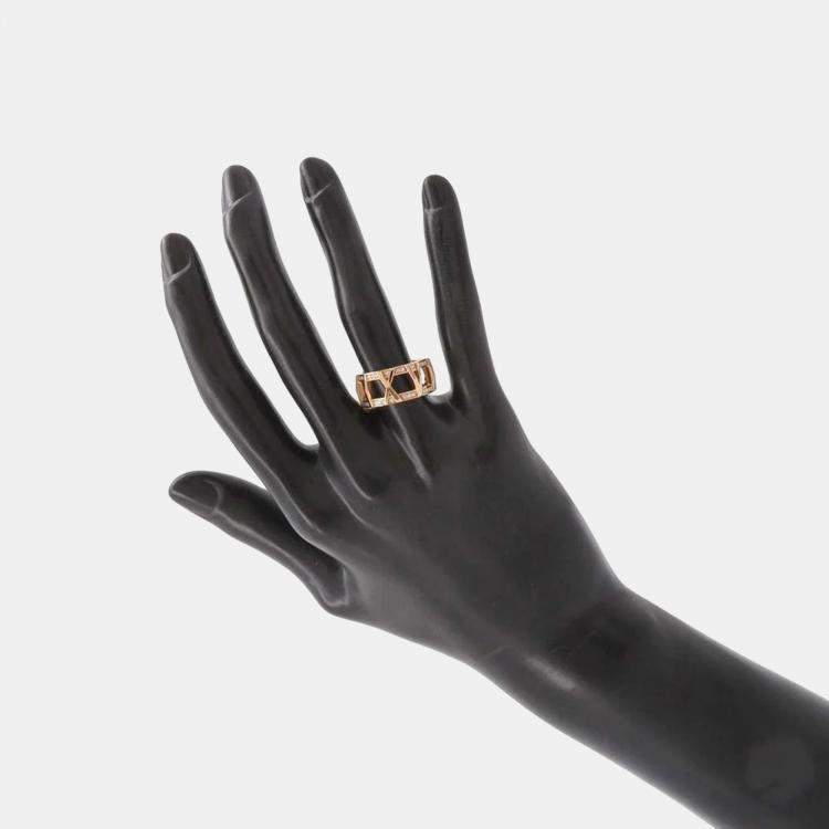 Pre Owned Tiffany & Co. 18K Rose Gold and Diamond Atlas Band Ring EU 51