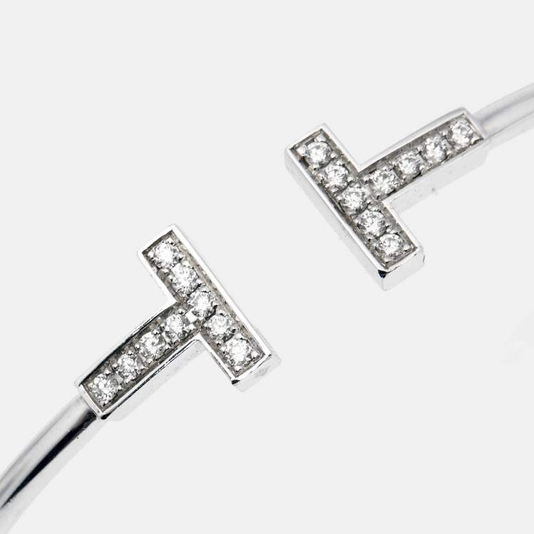 Pre Owned Tiffany & Co. Tiffany T Wire Diamonds 18k White Gold Bracelet