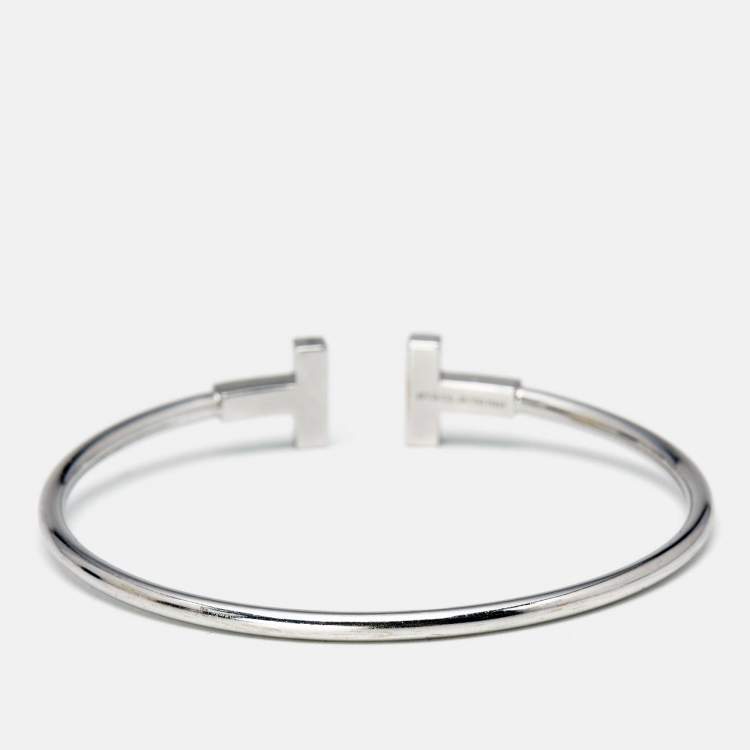 Pre Owned Tiffany & Co. Tiffany T Wire Diamonds 18k White Gold Bracelet