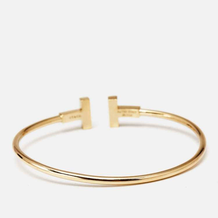 Pre Owned Tiffany & Co. Tiffany T Diamond Mother of Pearl 18k Yellow Gold Bracelet