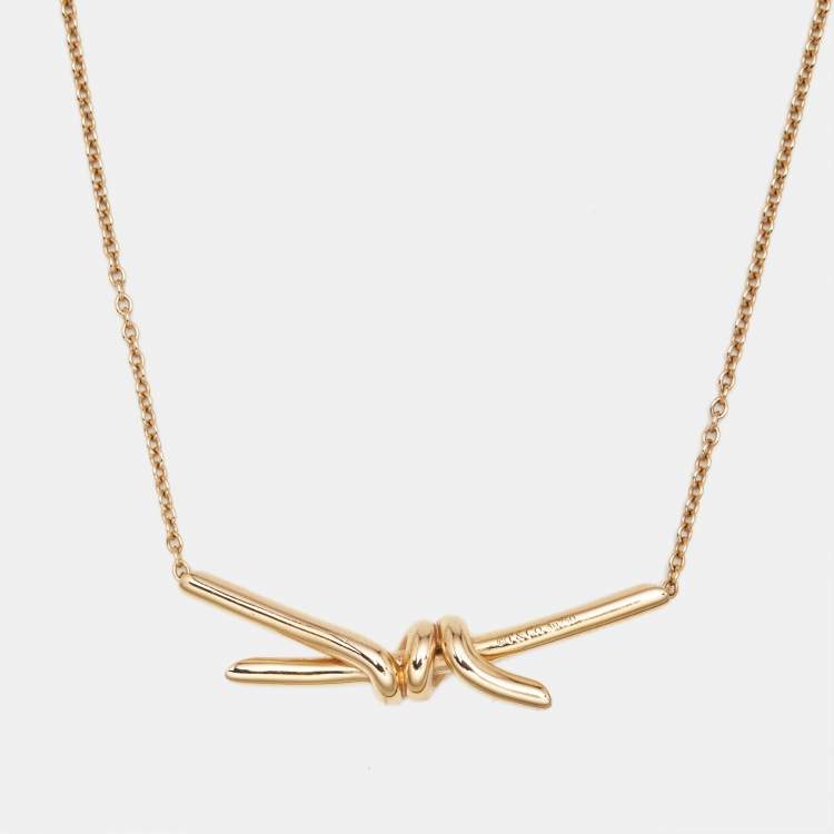 Pre Owned Tiffany & Co. Knot 18k Rose Gold Chain Necklace