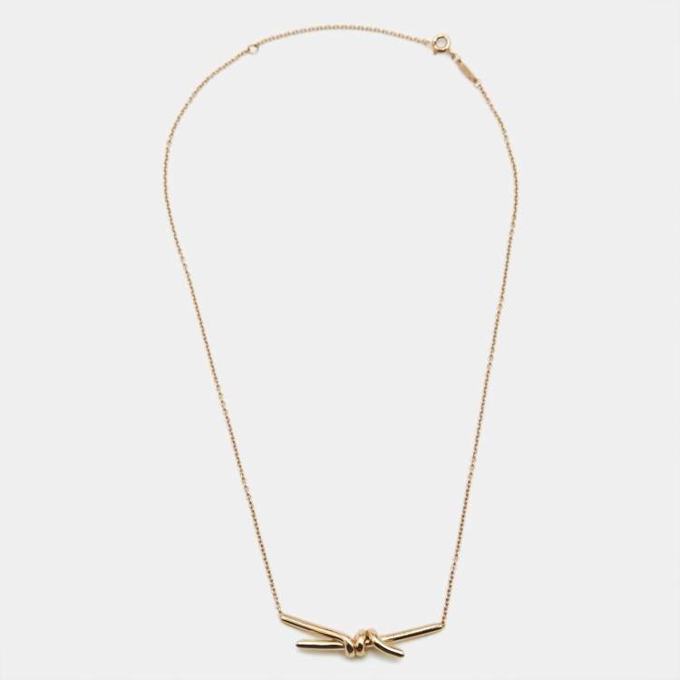 Pre Owned Tiffany & Co. Knot 18k Rose Gold Chain Necklace
