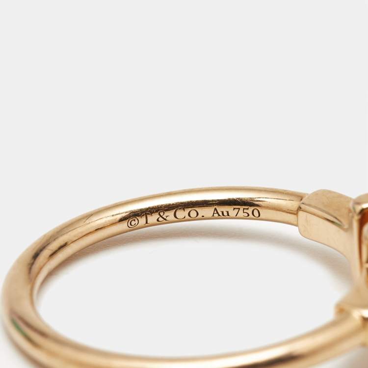 Pre Owned Tiffany & Co. Tiffany T Wire 18k Rose Gold Ring Size 53