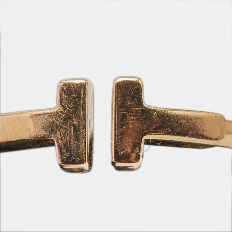 Pre Owned Tiffany & Co. Tiffany T Wire 18k Rose Gold Ring Size 53