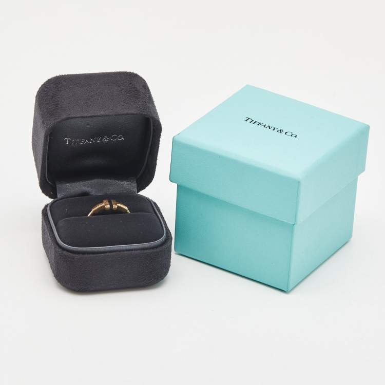 Pre Owned Tiffany & Co. Tiffany T Wire 18k Rose Gold Ring Size 53