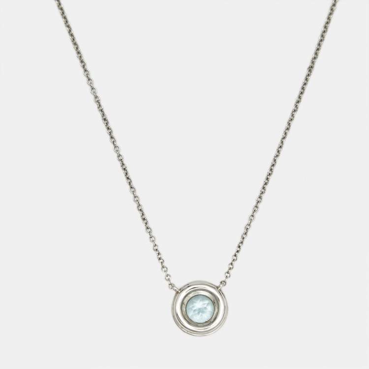 Pre Owned Tiffany & Co. Soleste Aquamarine Diamonds Platinum Necklace