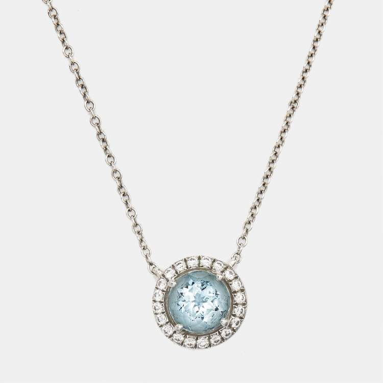 Pre Owned Tiffany & Co. Soleste Aquamarine Diamonds Platinum Necklace