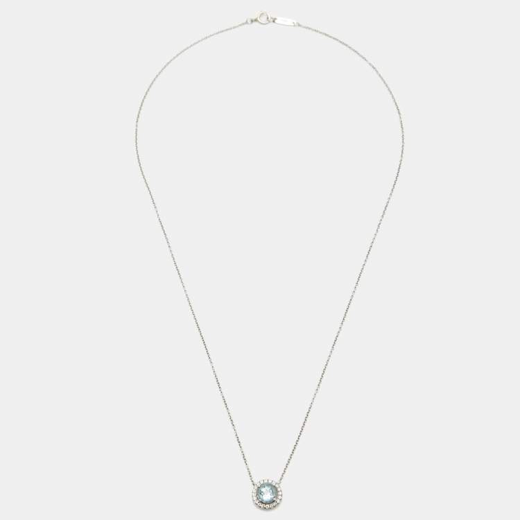 Pre Owned Tiffany & Co. Soleste Aquamarine Diamonds Platinum Necklace