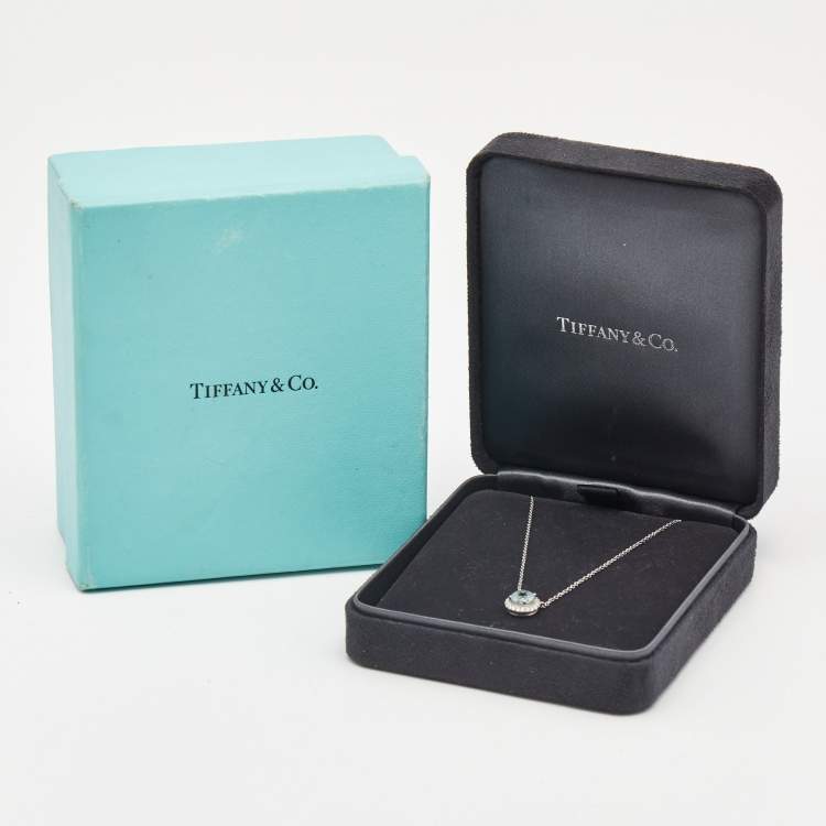 Pre Owned Tiffany & Co. Soleste Aquamarine Diamonds Platinum Necklace