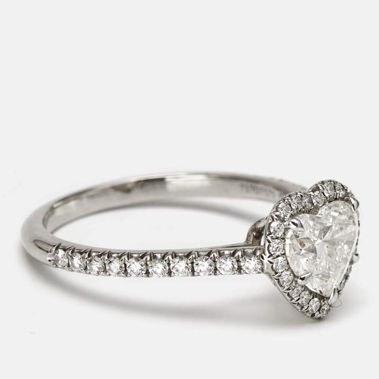 Pre Owned Tiffany & Co. Tiffany Soleste Heart Diamond 1.02 cts Platinum Ring Size 52