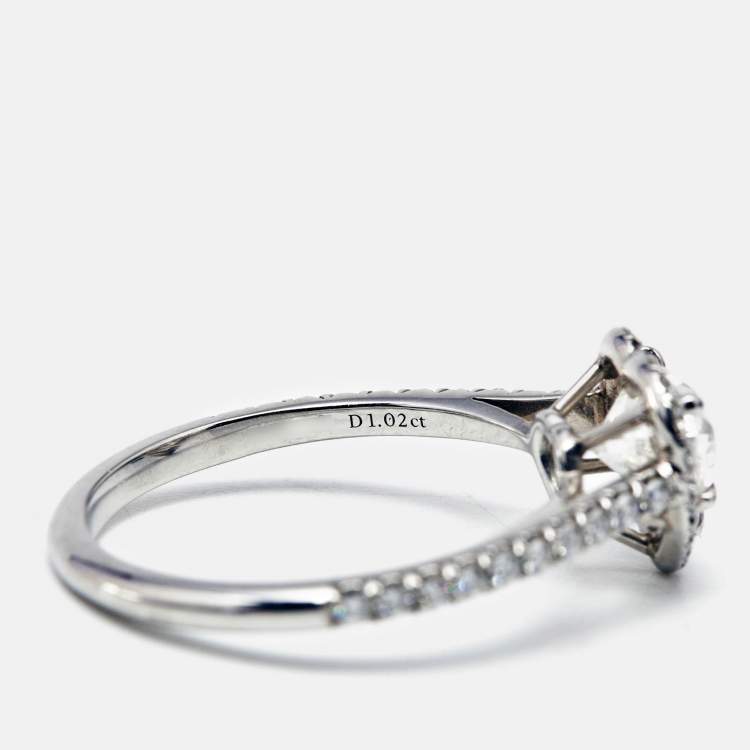 Pre Owned Tiffany & Co. Tiffany Soleste Heart Diamond 1.02 cts Platinum Ring Size 52