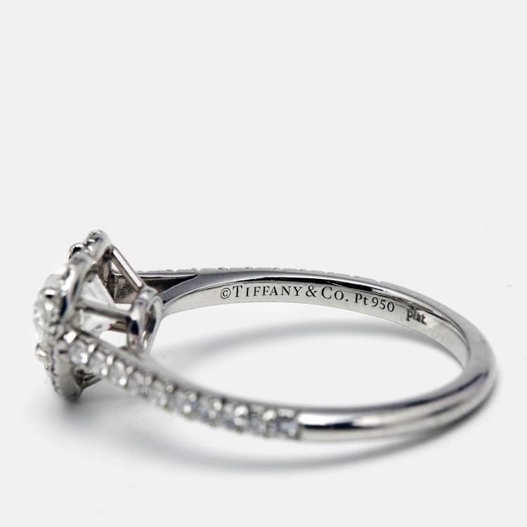 Pre Owned Tiffany & Co. Tiffany Soleste Heart Diamond 1.02 cts Platinum Ring Size 52