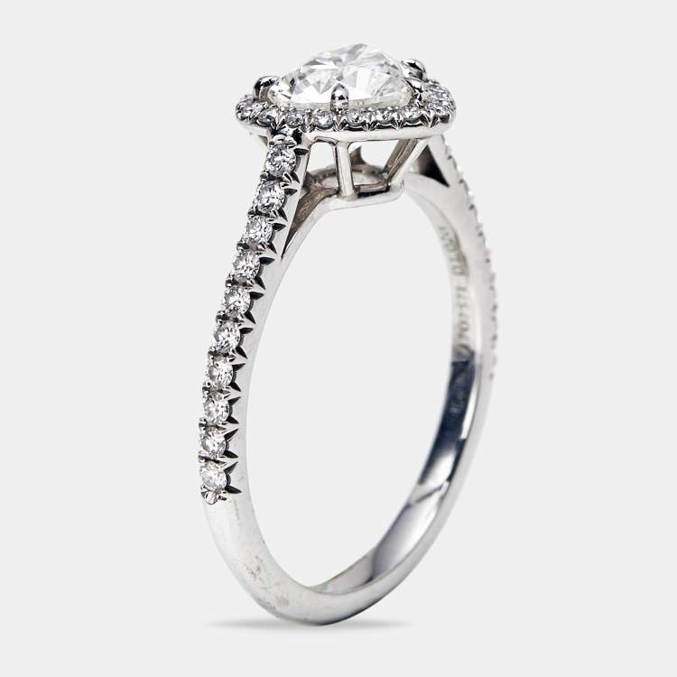 Pre Owned Tiffany & Co. Tiffany Soleste Heart Diamond 1.02 cts Platinum Ring Size 52