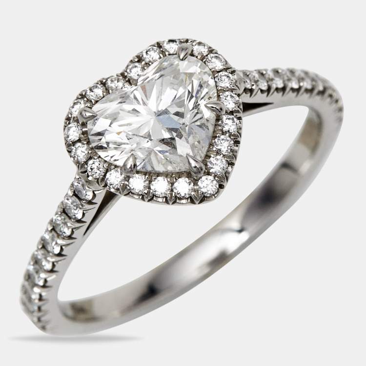 Pre Owned Tiffany & Co. Tiffany Soleste Heart Diamond 1.02 cts Platinum Ring Size 52