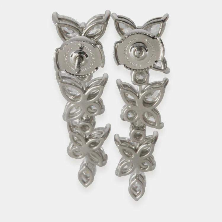 Pre Owned Tiffany & Co. Platinum Diamond Victoria Mixed Cluster Drop Earrings