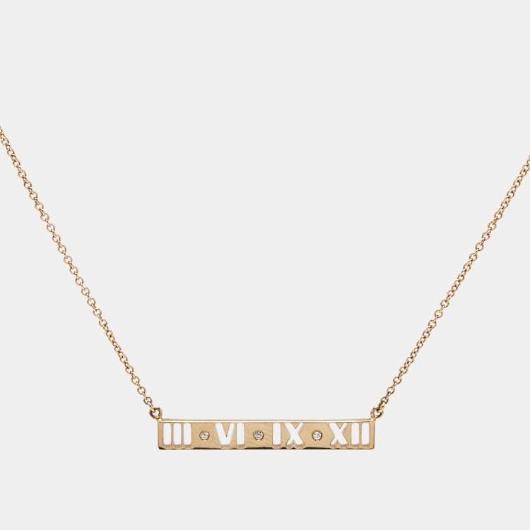 Pre Owned Tiffany & Co. Atlas Pierecd Diamond 18k Rose Gold Necklace