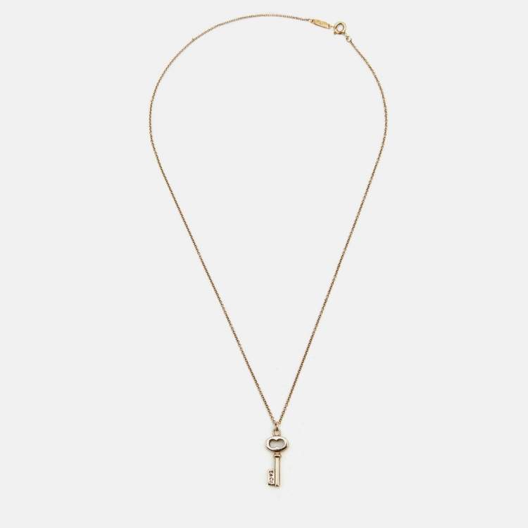 Pre Owned Tiffany & Co. Mini Oval Key 18K Rose Gold  Necklace
