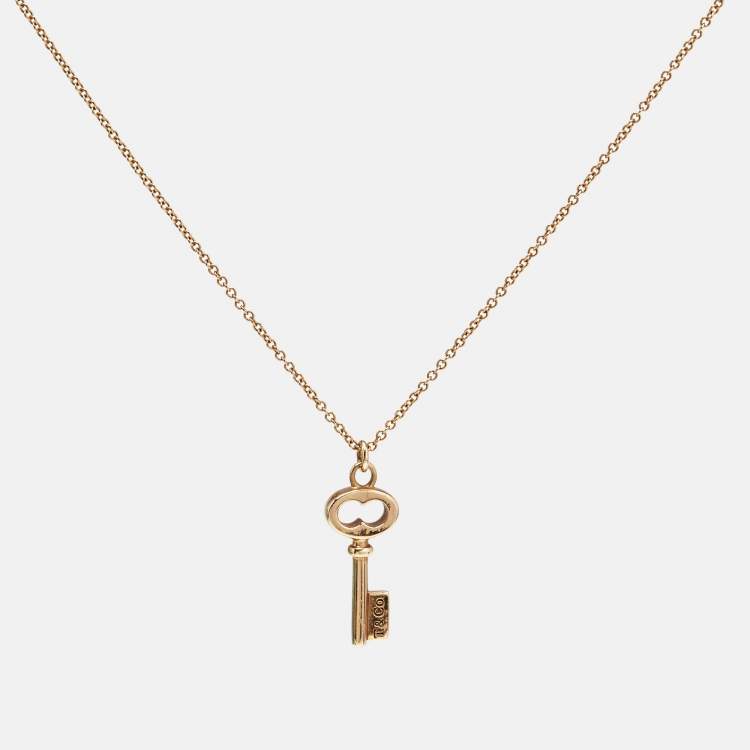Pre Owned Tiffany & Co. Mini Oval Key 18K Rose Gold  Necklace