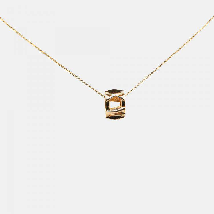 Pre Owned Tiffany & Co. 18K Yellow Gold Atlas X Open Pendant Necklace