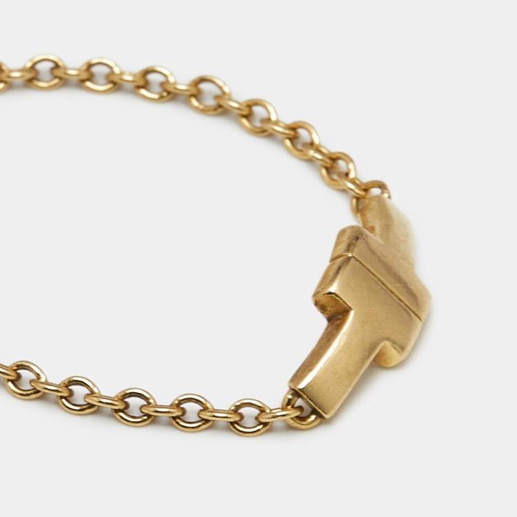 Pre Owned Tiffany & Co. Tiffany T 18k Yellow Gold Chain Ring 61