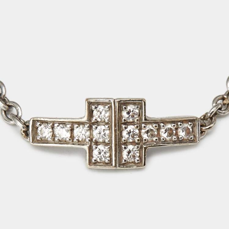 Pre Owned Tiffany & Co. Tiffany T Diamonds 18k White Gold Chain Ring Size 58