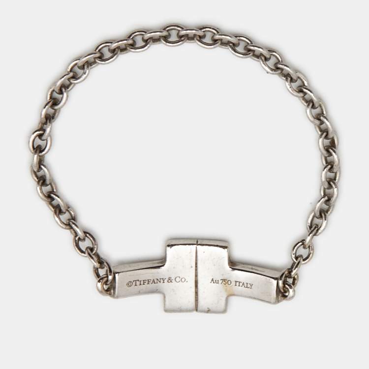 Pre Owned Tiffany & Co. Tiffany T Diamonds 18k White Gold Chain Ring Size 58