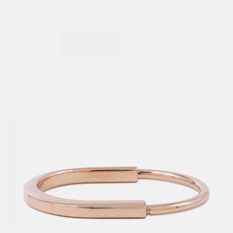 Pre Owned Tiffany & Co. Padlock Large 18K Pink Gold Bangle 