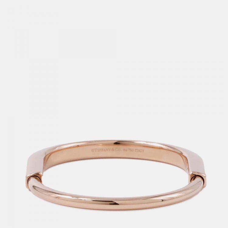 Pre Owned Tiffany & Co. Padlock Large 18K Pink Gold Bangle 