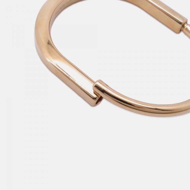 Pre Owned Tiffany & Co. Padlock Large 18K Pink Gold Bangle 