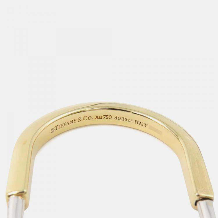 Pre Owned Tiffany & Co. Padlock Extra Large 18K White Gold, Yellow Gold Earring