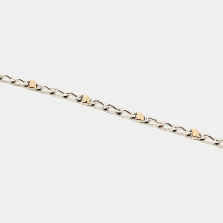 Pre Owned Tiffany & Co Sterling Silver 18K Gold Chain Link Necklace