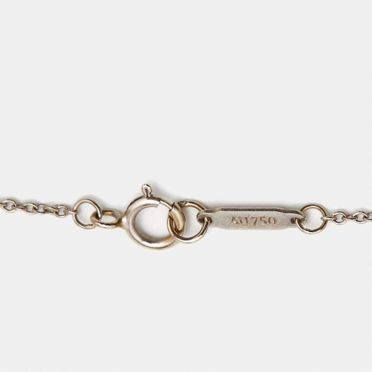 Pre Owned Tiffany & Co. Diamond Black Enamel 18k White Gold Key Pendant Necklace