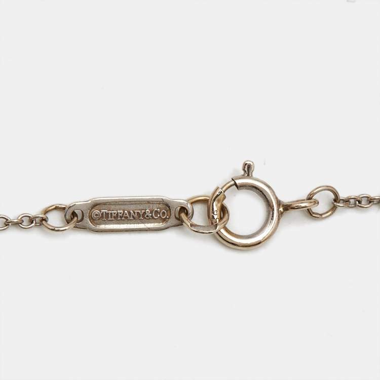 Pre Owned Tiffany & Co. Diamond Black Enamel 18k White Gold Key Pendant Necklace