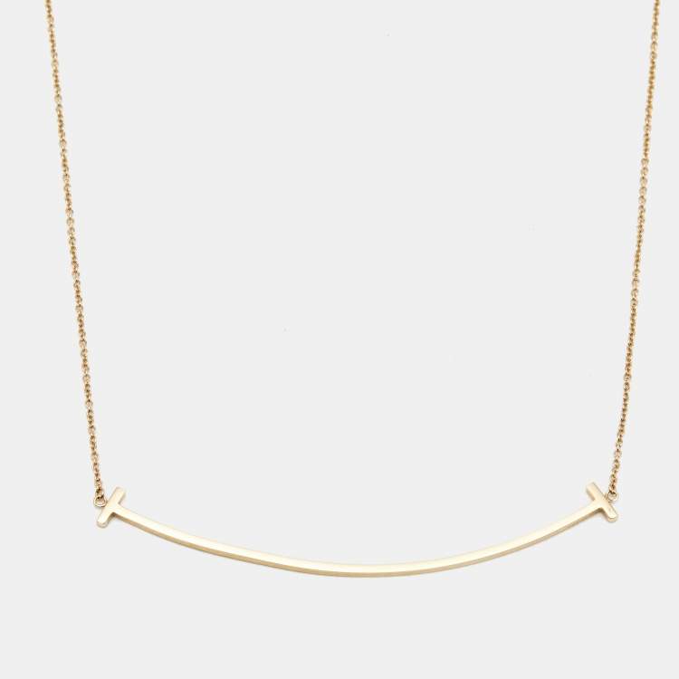 Pre Owned Tiffany & Co. T Smile 18k Yellow Gold Large Necklace