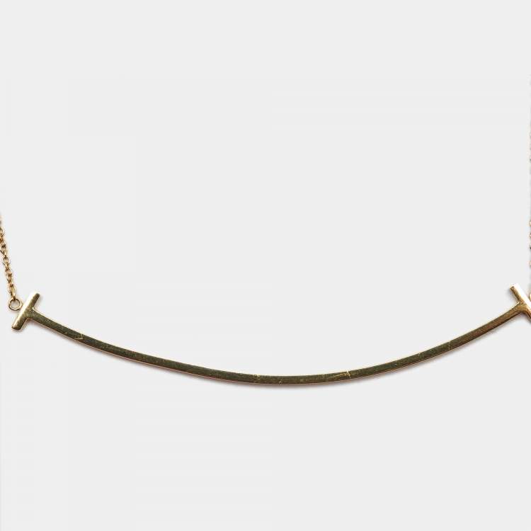 Pre Owned Tiffany & Co. T Smile 18k Yellow Gold Large Necklace