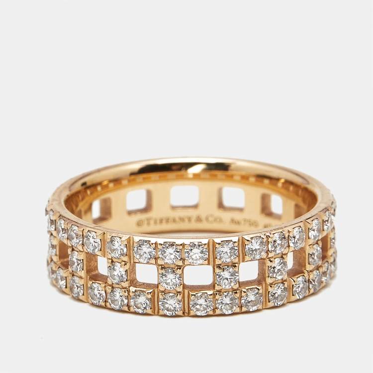 Pre Owned Tiffany & Co. Tiffany True Diamonds 18k Yellow Gold Ring Size 53