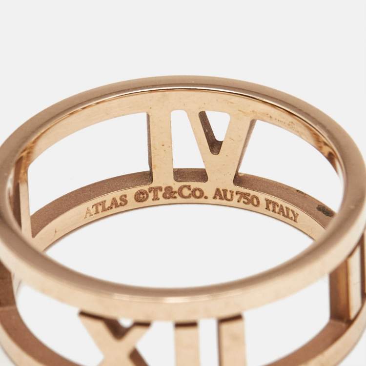 Pre Owned Tiffany & Co. Atlas 18k Rose Gold Ring Size 51