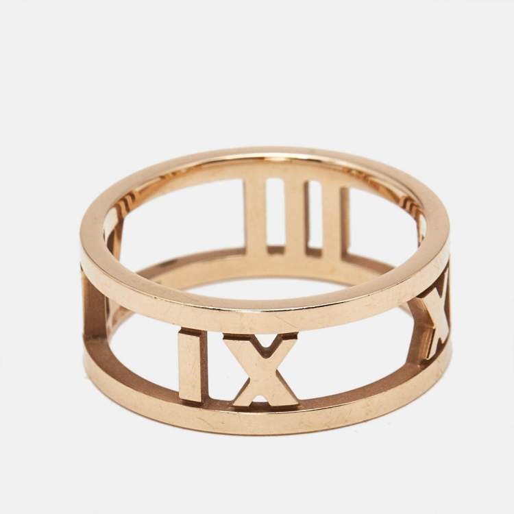 Pre Owned Tiffany & Co. Atlas 18k Rose Gold Ring Size 51