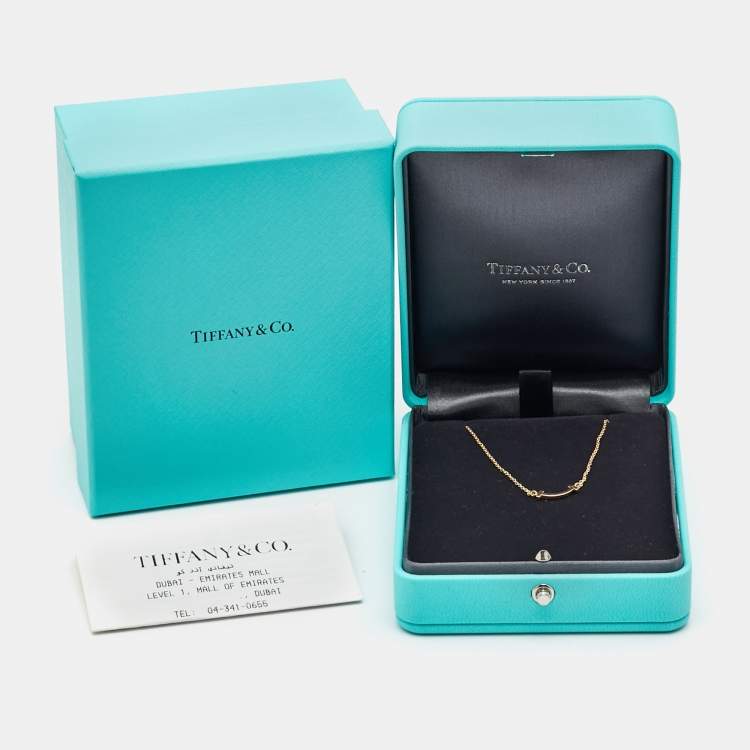Pre Owned Tiffany & Co. T Smile 18k Yellow Gold Mini Model Necklace