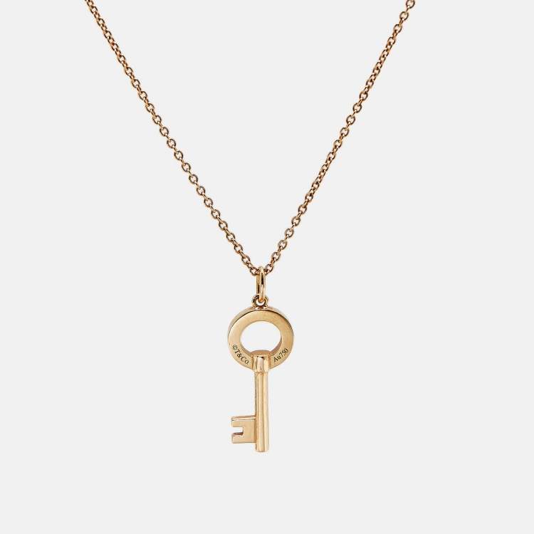 Pre Owned Tiffany & Co. Tiffany Keys Diamonds 18k Rose Gold Mini Model Necklace