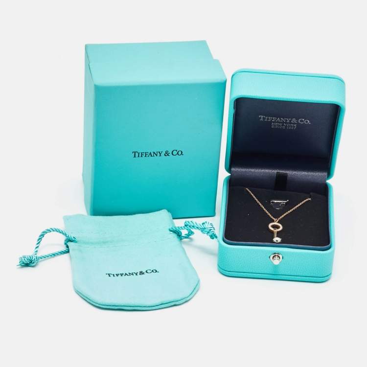 Pre Owned Tiffany & Co. Tiffany Keys Diamonds 18k Rose Gold Mini Model Necklace