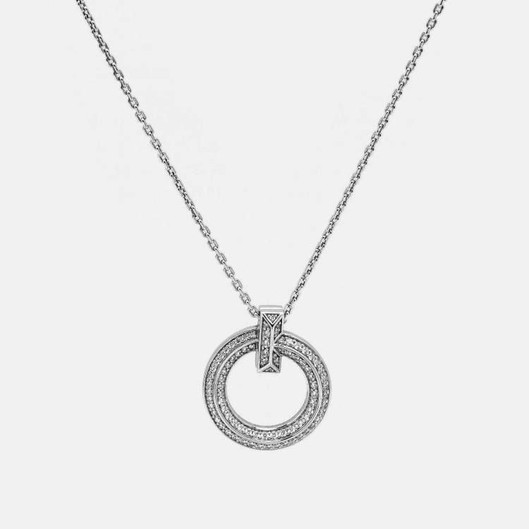 Pre Owned Tiffany & Co. T1 Narrow Circle Diamonds 18k White Gold Necklace