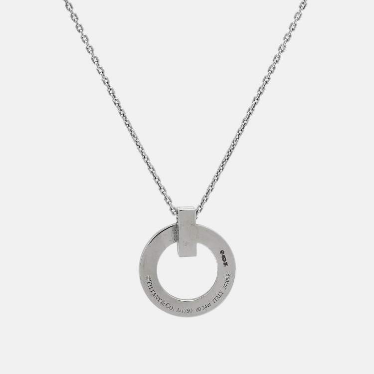 Pre Owned Tiffany & Co. T1 Narrow Circle Diamonds 18k White Gold Necklace