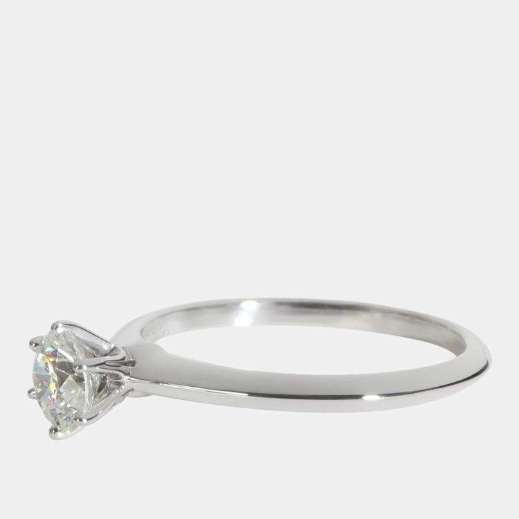 Pre Owned Tiffany & Co. Platinum 0.76 ct Round Brilliant Diamond Engagement Ring EU 58.5