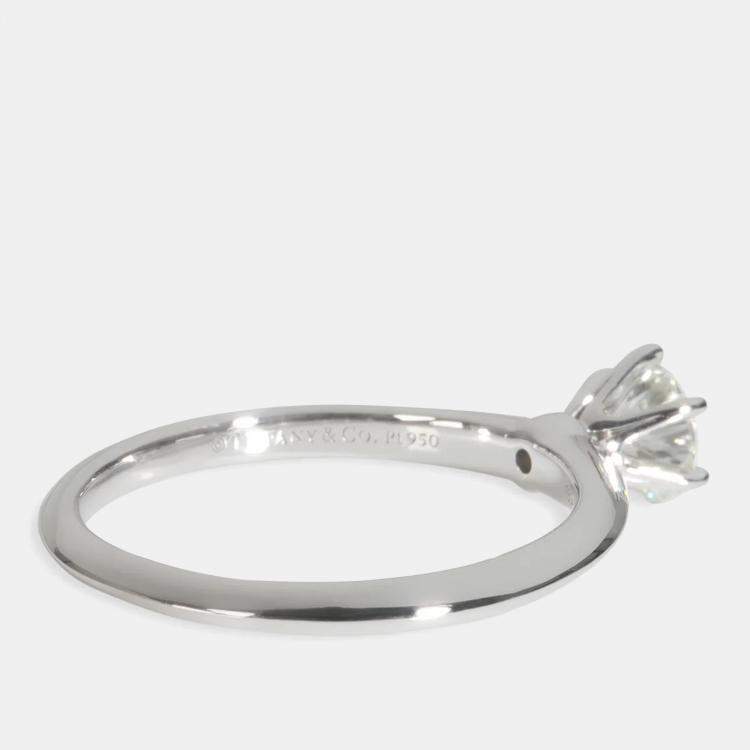 Pre Owned Tiffany & Co. Platinum 0.76 ct Round Brilliant Diamond Engagement Ring EU 58.5