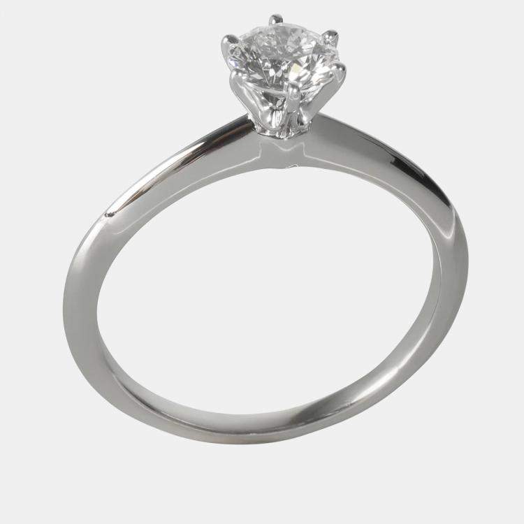 Pre Owned Tiffany & Co. Platinum 0.76 ct Round Brilliant Diamond Engagement Ring EU 58.5