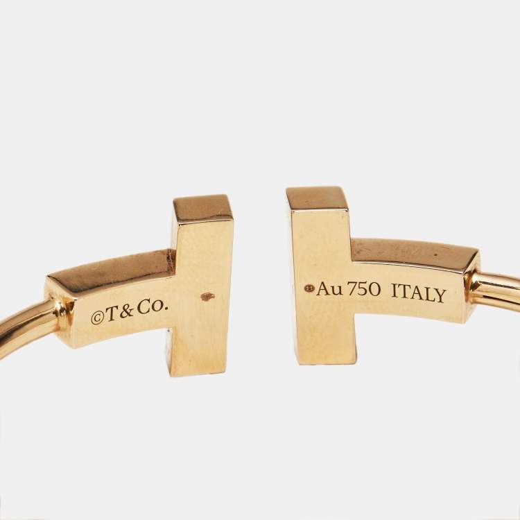 Pre Owned - Tiffany & Co. Tiffany T Mother of Pearl 18k Rose Gold Wide Bracelet